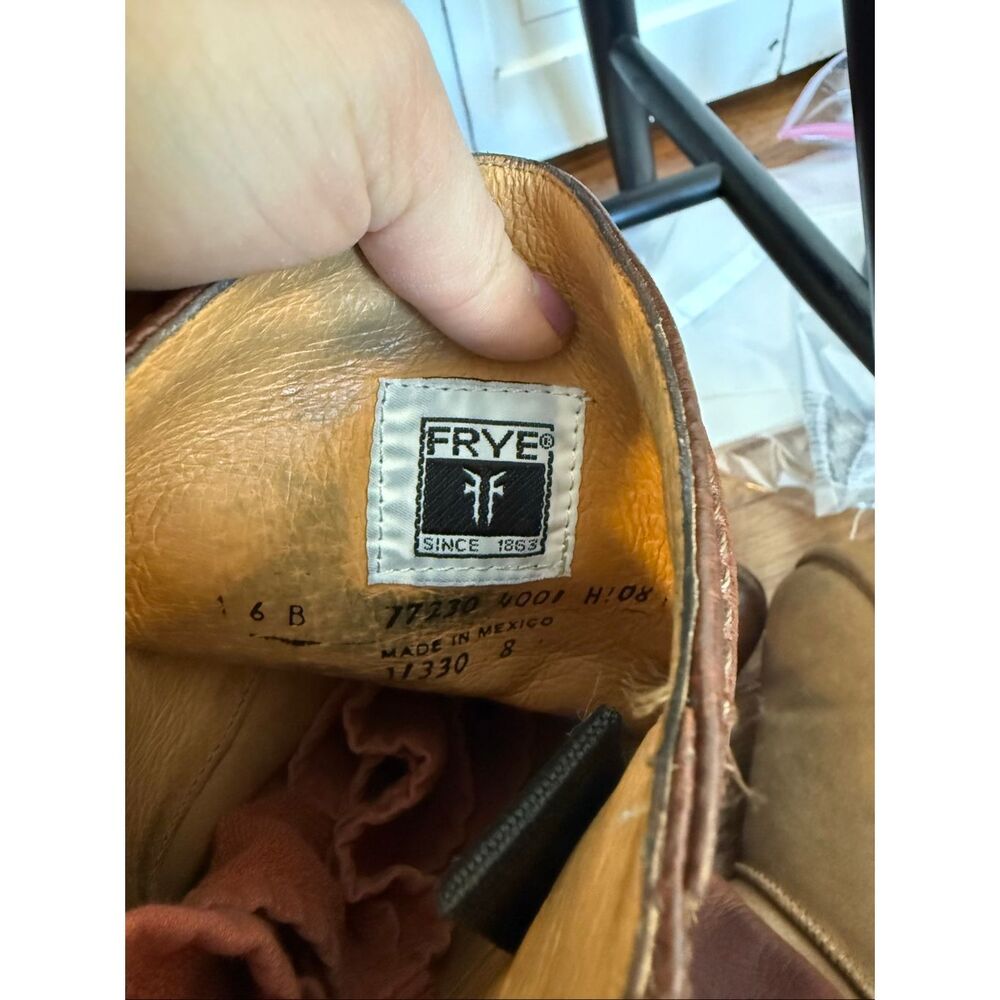 Frye Jane 14l stitched Pebbled leather heeled boots size 6 western - Picture 9 of 10